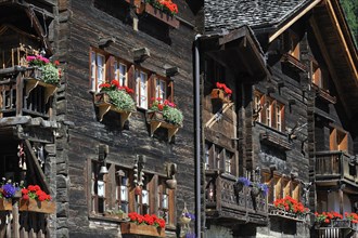 Traditional wooden houses in the Alpine village Grimentz