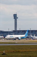 A Boeing 787-9 Dreamliner aircraft of Norse Atlantic Airways with registration LN-FNI at Oslo Gardermoen Airport