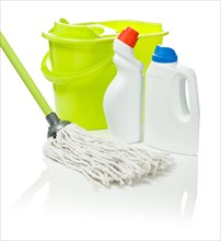Bucket and mop with cleaners
