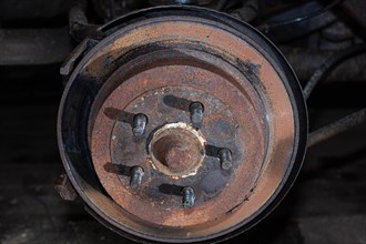 Rusty car brake disc