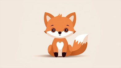 Cute cartoon red fox isolated on white background Ai generated