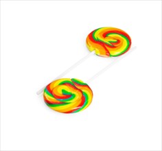 Colorfull sugar lollipops isolated on white background