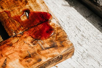 Processing solid wood with varnish and epoxy. furniture restoration