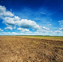 Freshly ploughed field in spring