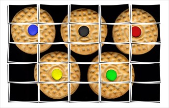 Cookies collage composition of multiple images over white