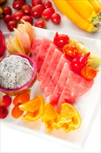 Mixed plate of fresh fruits