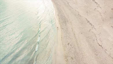Aerial view from drone of a natural paradise beach in the mediterranean
