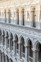 White decorated facade in the inner courtyard of the Doge's Palace