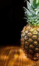 Copy view of pineapple on wooden board
