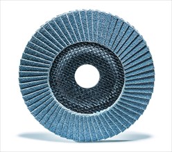 Abrasive treatment tool blue sanding flap disc isolated