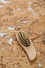Hairbrush on cork wood