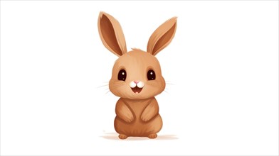 A cute cartoon illustration of a happy brown bunny with a simplistic child-friendly style Ai generated