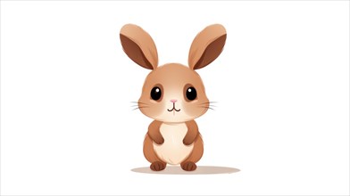 Cute cartoon bunny isolated on a white background Ai generated