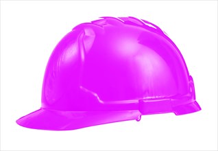 Safety helmet pink colour against a white background