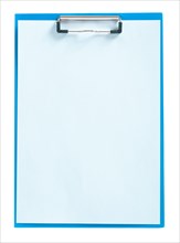 Blue clipboard with sheet of paper insulated