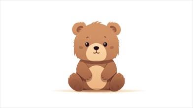 A cute brown teddy bear sitting upright with a soft and comforting appearance evoking a sense of innocence and childhood Ai generated