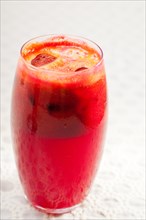 Selection of fresh fruits colorful long drink cocktails