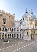 View of the inner courtyard of the Doge's Palace with St Mark's Basilica
