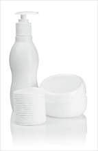 Cotton pads bottle and cream