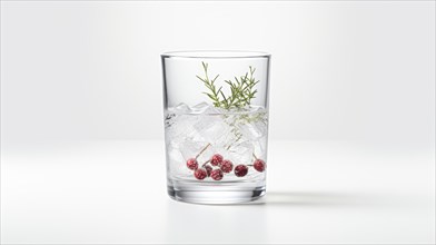 A clear glass filled with ice cubes