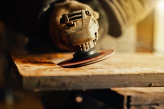 Grinding with an electric wood grinder