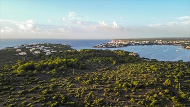 Drone aerial view of the mediterranean sea at the sunrise of darsena