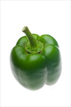 Fresh green bell pepper isolated over white background