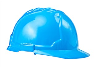 Single blue helmet against a white background