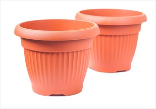 Two plastic pots for flovers isolated