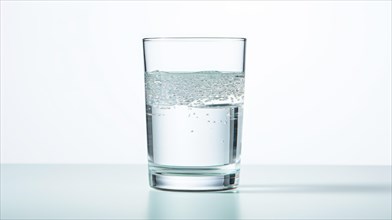 Glass of water with ice cubes on a white background Ai generated