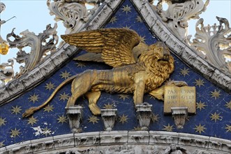 The winged lion of Saint Mark and Angels on Basilica di San Marco