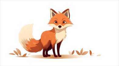 Cute cartoon red fox isolated on white background Ai generated