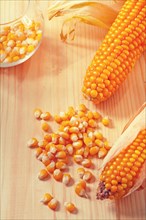 Ears of corn on wooden boards instagram style