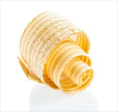 A spiral-shaped wooden chip