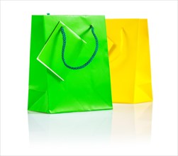Green and yellow paper bags insulated