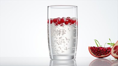 Pomegranate juice in a glass on a white background Ai generated
