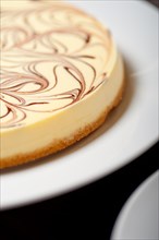 Fresh baked classic Cheese cake with chocolate topping