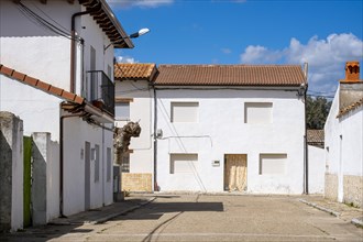 Village of white houses without people in Valladolid in Spain