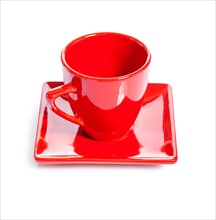 A red coffee cup insulates