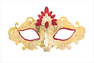 Carnaval golden mask against a white background