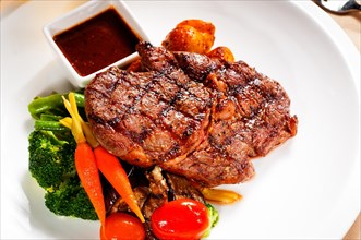 Fresh grilled ribeye steak with broccoli