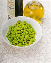 Steamed fresh green beans with extra virgin olive oil and balsamic vinegar