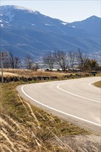 Country road in Cerdanya region in the province or Girona in Catalonia in Spain
