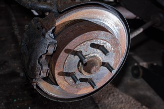 Rusty car brake disc