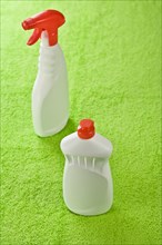 Detergents on a green background