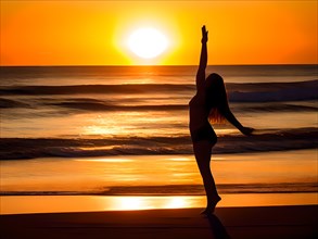 Woman dances the sunset