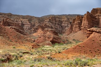 Eroded mountain landscape with sandstone cliffs