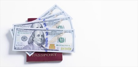 Cash notes and passport. Tourism concept.