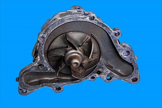 Car water pump on blue background