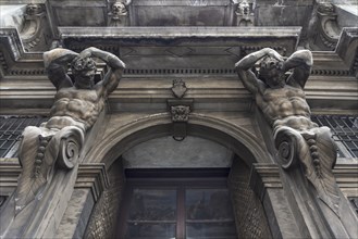 Atlases at the entrance portal Palazzo Gio Carlo Brignole